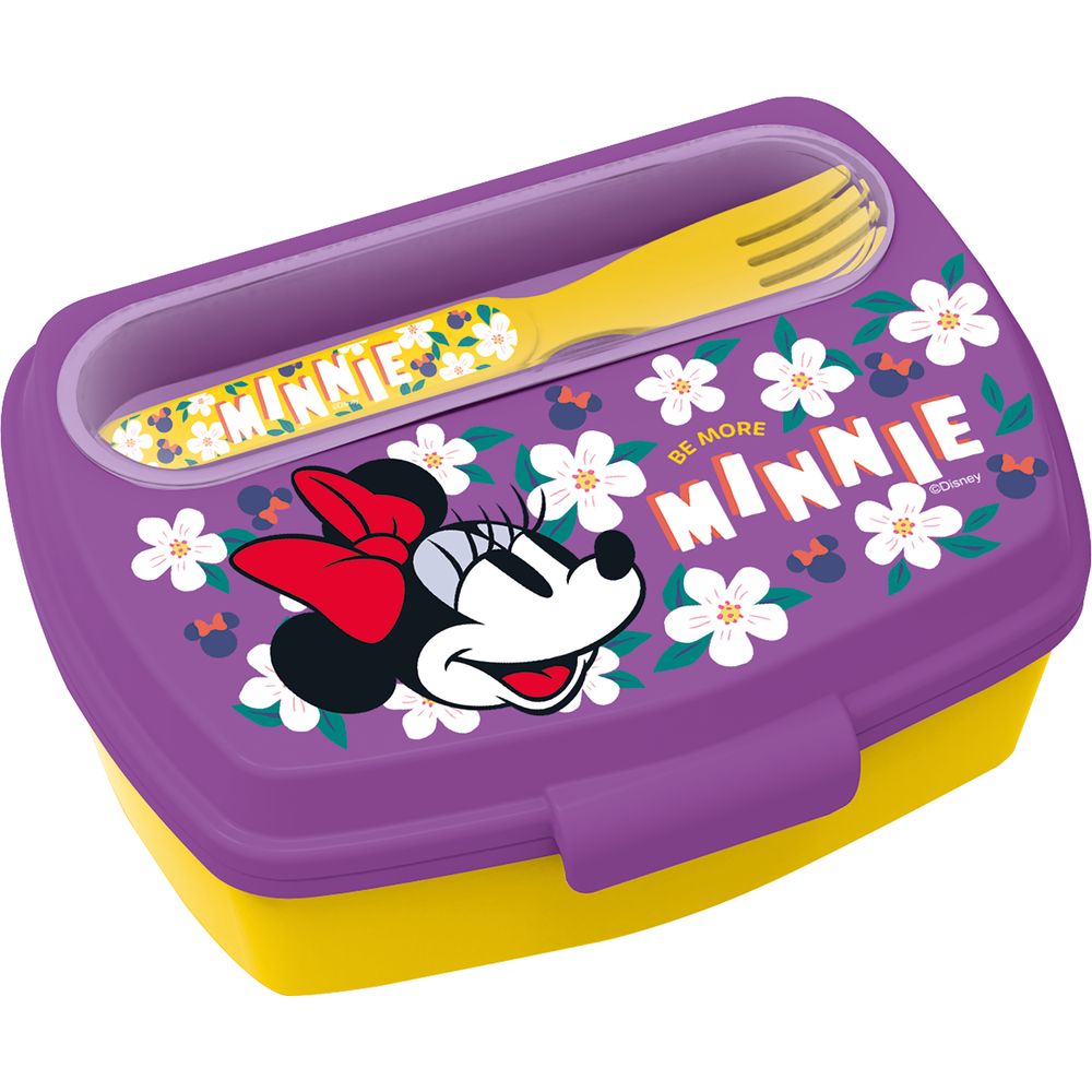 Sandwichera Rectangular Y Cubiertos Minnie Mouse S2